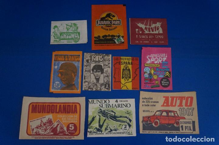 Coleccionismo cromos antiguos: LOTE DE 10 SOBRES ANTIGUOS VACIOS DE ORZOWEI JURASSIC PARK MIGUEL EL TRAVIESO FANS AUTO 1967 L19