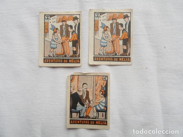 Collectable Antique Stickers: 3 CROMOS - NELIA Y SU PATINETE -. SIN PUBLICIDAD.