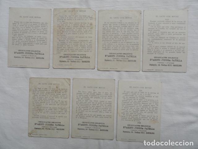 Coleccionismo cromos antiguos: 7 CROMOS - EL GATO CON BOTAS -. CHOCOLATES EVARISTO JUNCOSA. - Foto 2