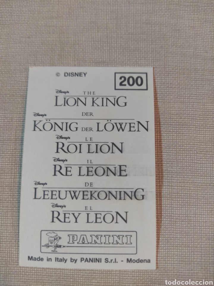 Coleccionismo cromos antiguos: Cromo El rey le&oacute;n PANINI Disney N&deg;200 - Foto 2