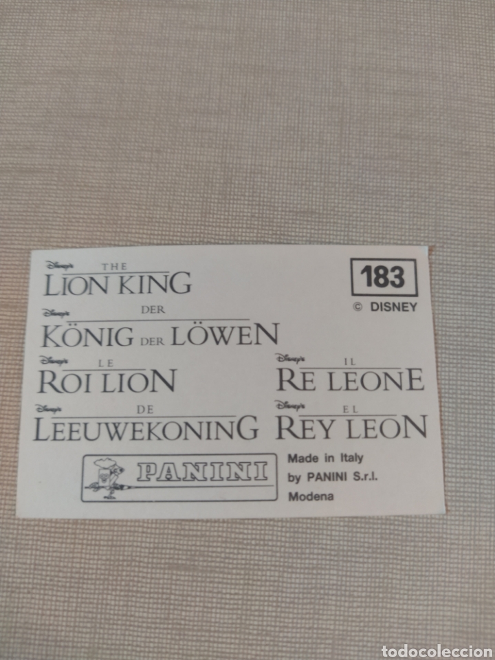 Coleccionismo cromos antiguos: Cromo El rey le&oacute;n PANINI Disney N&deg;183 - Foto 2