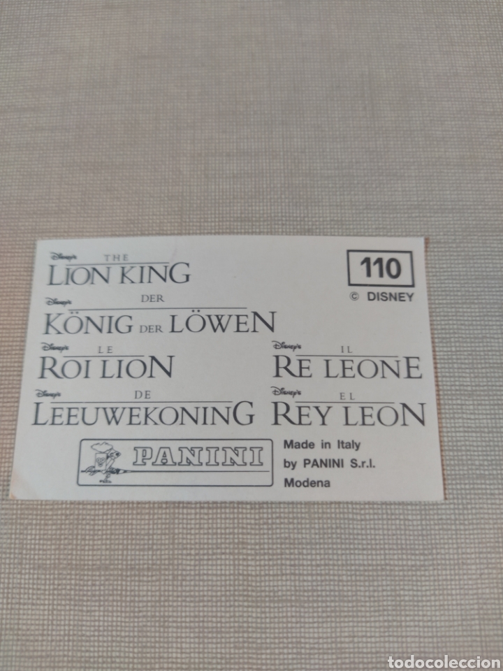 Coleccionismo cromos antiguos: Cromo El rey le&oacute;n PANINI Disney N&deg;110 - Foto 2