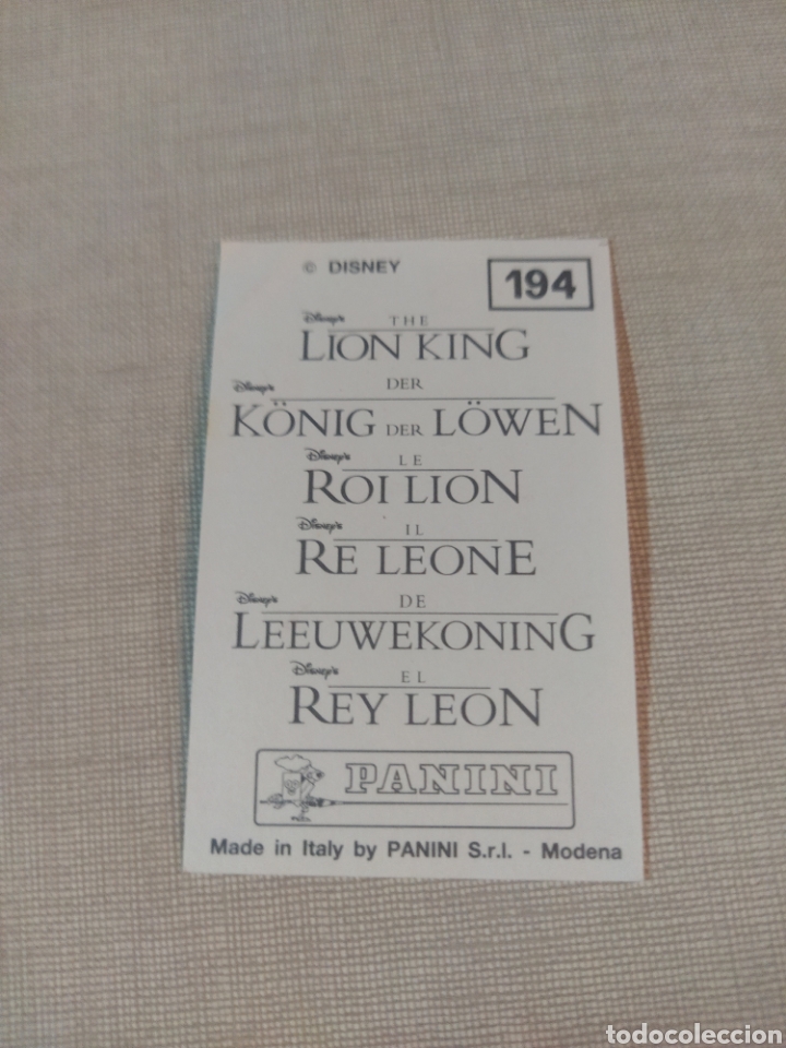 Coleccionismo cromos antiguos: Cromo El rey le&oacute;n PANINI Disney N&deg;194 - Foto 2