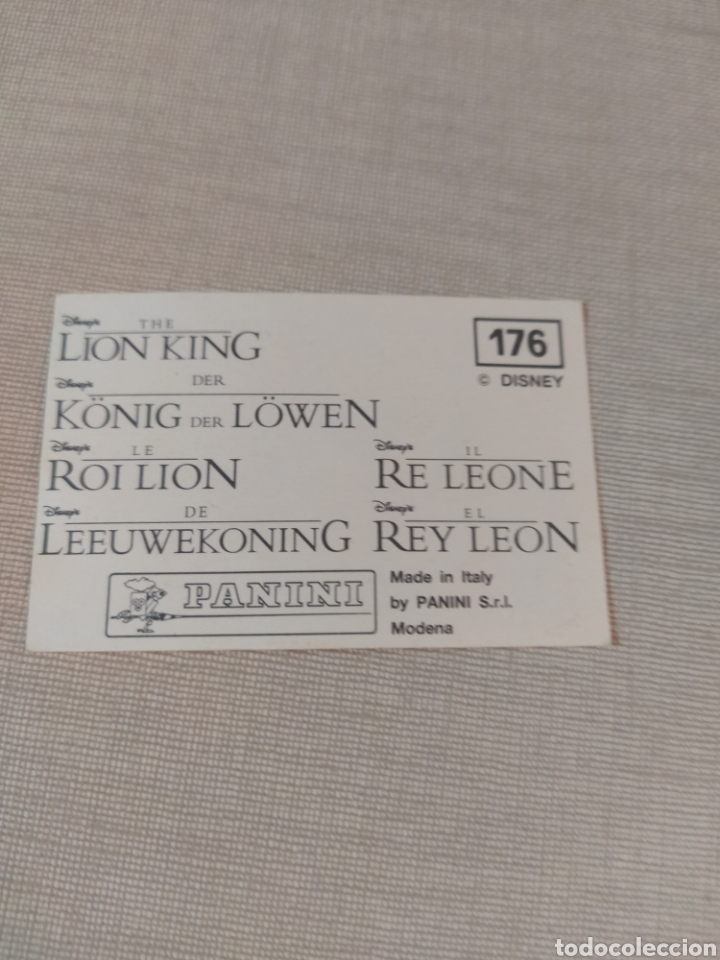 Coleccionismo cromos antiguos: Cromo El rey le&oacute;n PANINI Disney N&deg;176 - Foto 2