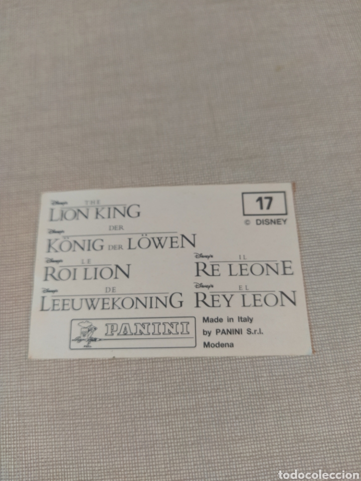 Coleccionismo cromos antiguos: Cromo El rey le&oacute;n PANINI Disney N&deg;17 - Foto 2