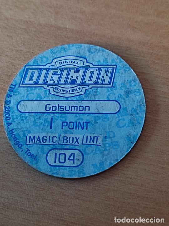 Coleccionismo cromos antiguos: DIGIMON MAGIC BOX INT 2000 TAZO N&ordm; 104 GOTSUMON - Foto 2
