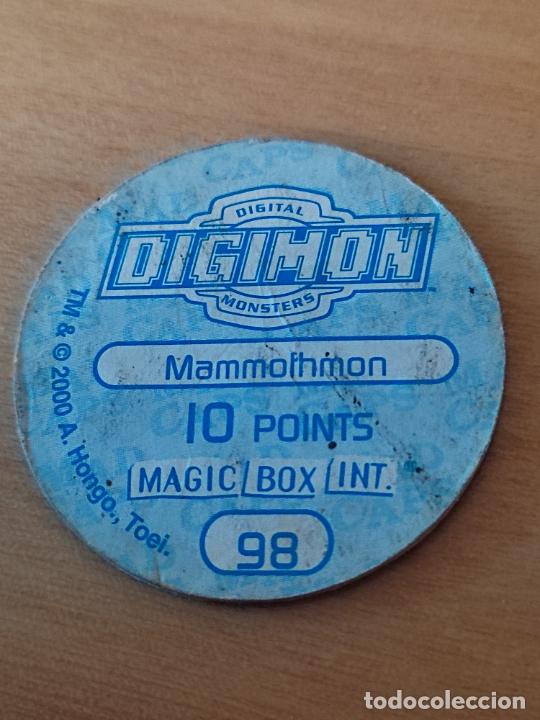Coleccionismo cromos antiguos: DIGIMON MAGIC BOX INT 2000 TAZO N&ordm; 98 MAMMOTHMON SOBADO - Foto 2