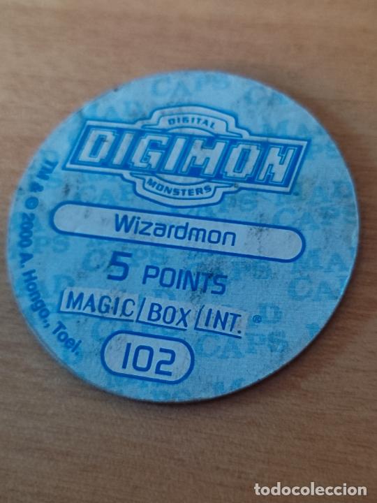 Coleccionismo cromos antiguos: DIGIMON MAGIC BOX INT 2000 TAZO N&ordm; 102 WIZARDMON SOBADO - Foto 2