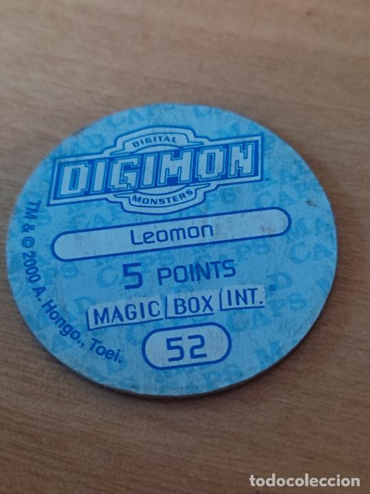 Coleccionismo cromos antiguos: DIGIMON MAGIC BOX INT 2000 TAZO N&ordm; 52 LEOMON - Foto 2
