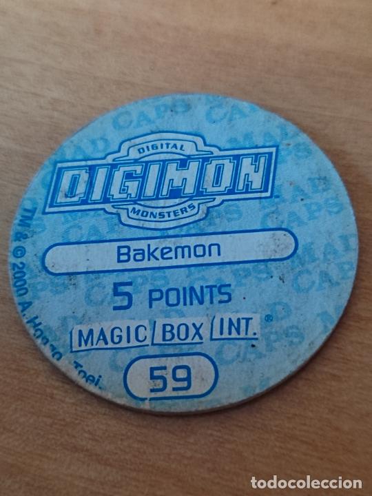 Coleccionismo cromos antiguos: DIGIMON MAGIC BOX INT 2000 TAZO N&ordm; 59 BAKEMON SOBADO - Foto 2