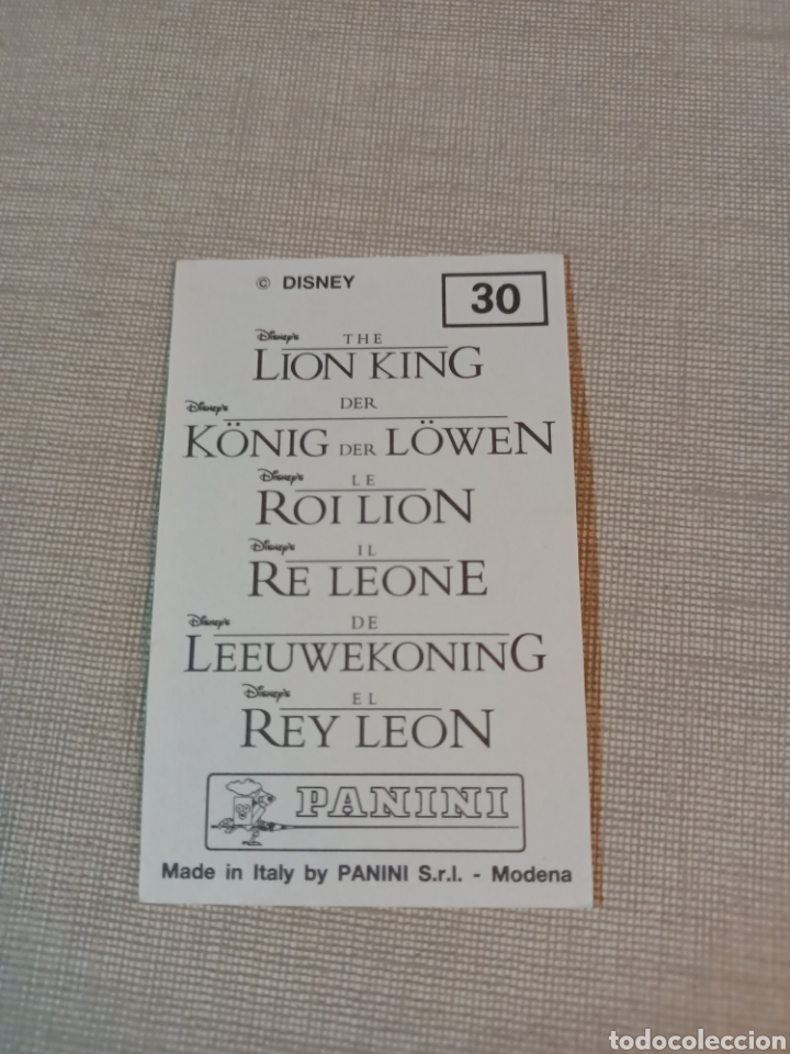 Coleccionismo cromos antiguos: Cromo el rey leon PANINI Disney N&deg;30 - Foto 2