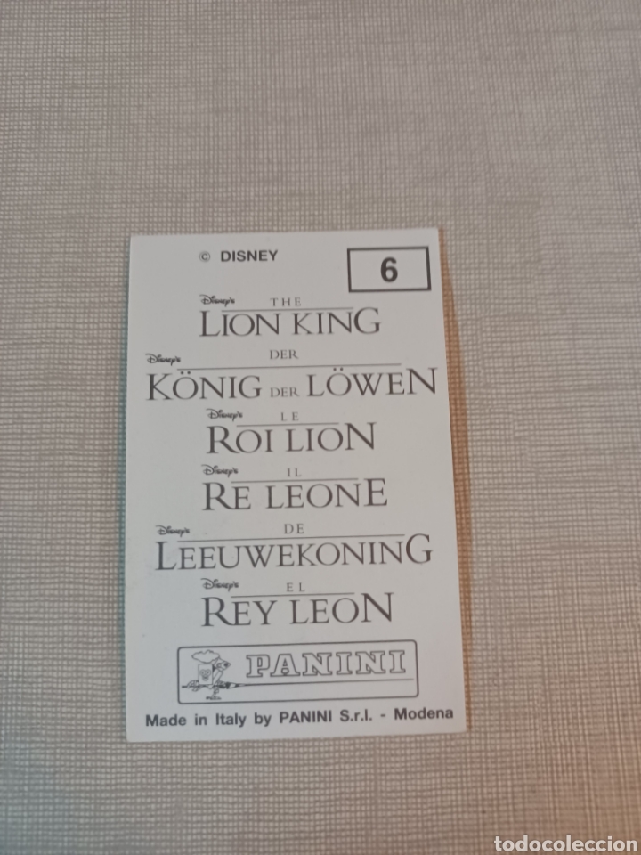 Coleccionismo cromos antiguos: Cromo el rey leon PANINI Disney N&deg;6 - Foto 2
