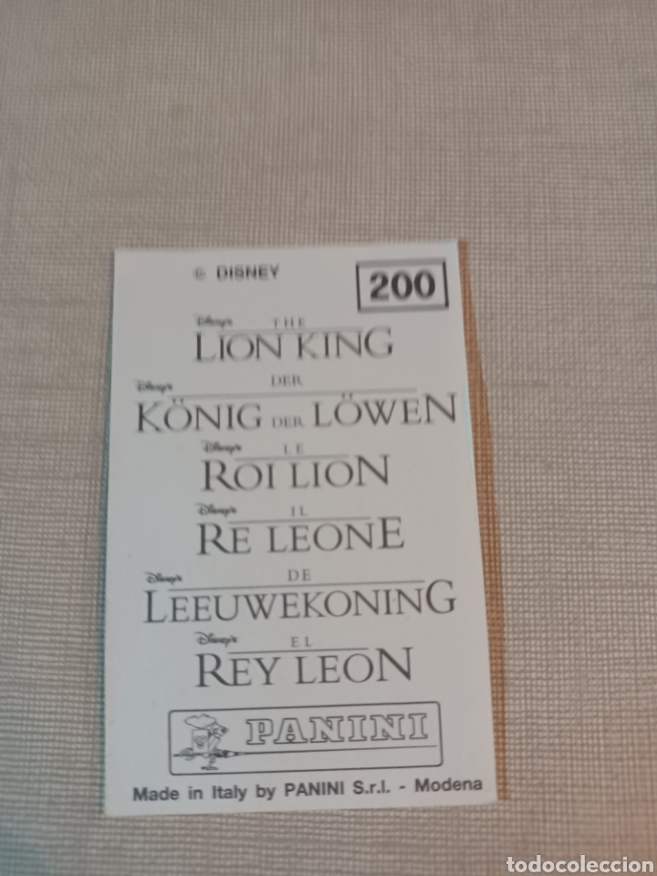 Coleccionismo cromos antiguos: Cromo el rey leon PANINI Disney N&deg;200 - Foto 2