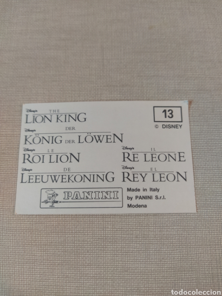 Coleccionismo cromos antiguos: Cromo El rey le&oacute;n PANINI Disney N&deg;13 - Foto 3