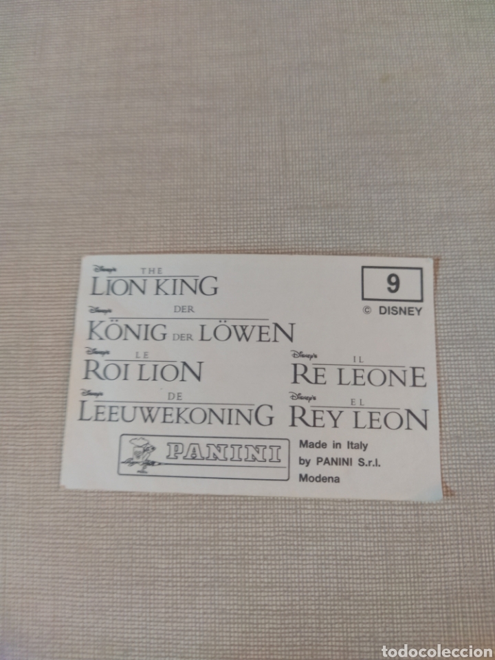 Coleccionismo cromos antiguos: Cromo El rey le&oacute;n PANINI Disney N&deg;9 - Foto 2