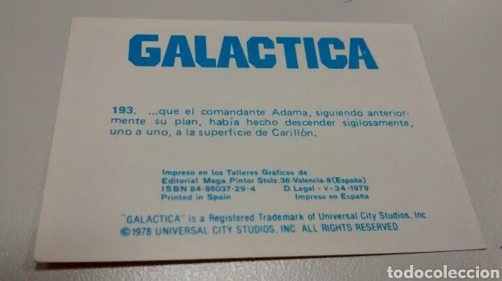 Coleccionismo cromos antiguos: GALACTICA, MAGA, CROMO 193(A2) - Foto 2
