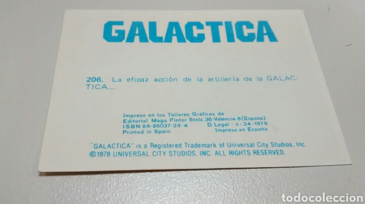 Coleccionismo cromos antiguos: GALACTICA, MAGA, CROMO 206 (A2) - Foto 2