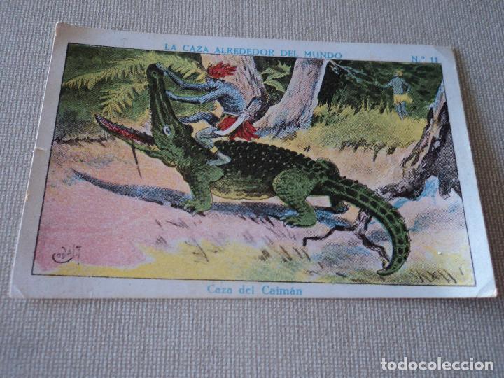 Coleccionismo cromos antiguos: cromo antiguo La Caza Alrededor del Mundo - N&ordm; 11 - Caza del caiman, chocolates guillen