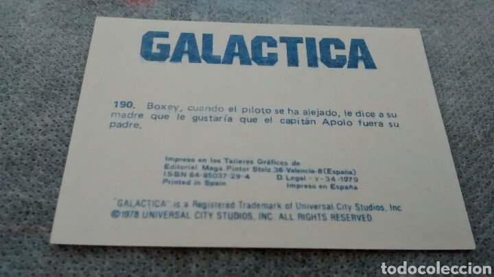 Coleccionismo cromos antiguos: GALACTICA, MAGA, CROMO 190 (A1) - Foto 2