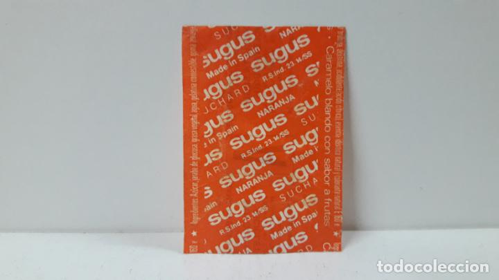 Coleccionismo cromos antiguos: ENVOLTORIO ORIGINAL DE SUGUS - SUCHARD TRASERA LETRA A . SABOR NARANJA . ORIGINAL A&Ntilde;OS 80