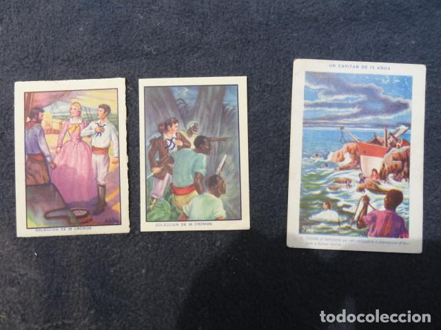 Collectable Antique Stickers: 3 CROMOS - EL CAPIT&Aacute;N DE QUINCE A&Ntilde;OS - CHOCOLATES RIUCORD.