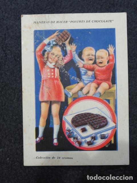 Collectable Antique Stickers: 1 CROMO - MANERAS DE HACER POSTRES DE CHOCOLATE - CHOCOLATES AMATLLER.