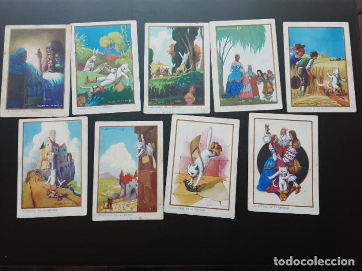 Coleccionismo cromos antiguos: Lote de 9 cromos EL GATO CON BOTAS de chocolates Juncosa - Foto 1
