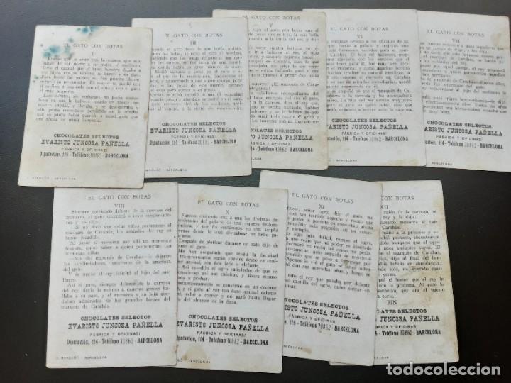 Coleccionismo cromos antiguos: Lote de 9 cromos EL GATO CON BOTAS de chocolates Juncosa - Foto 2