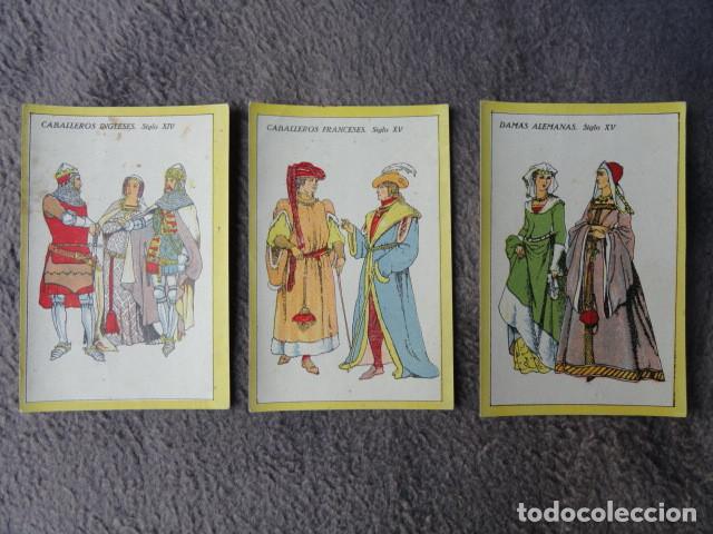 Collectionnisme Cartes &agrave; collectionner anciennes: 3 CROMOS - TRAJES T&Iacute;PICOS DE EUROPA - O - VESTIMENTA DE LOS SIGLOS ANTERIORES -.