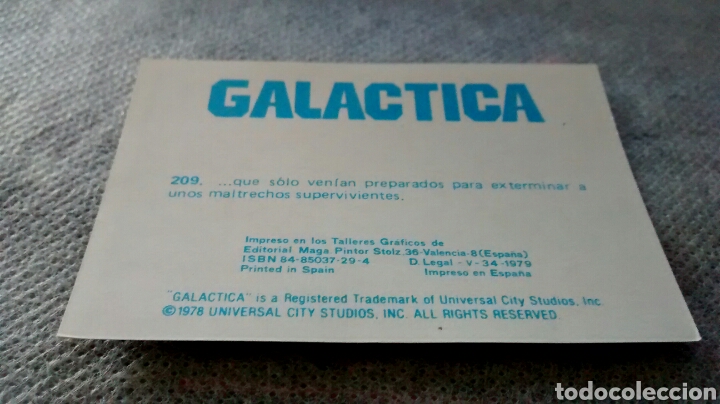 Coleccionismo cromos antiguos: GALACTICA, MAGA, CROMO 209 - Foto 2