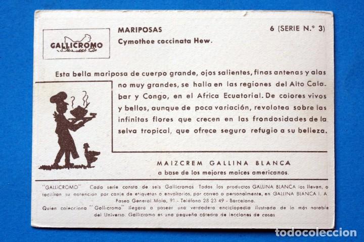 Coleccionismo cromos antiguos: GALLICROMO. MARIPOSAS. 6 ( SERIE N&ordm; 3) - Foto 2