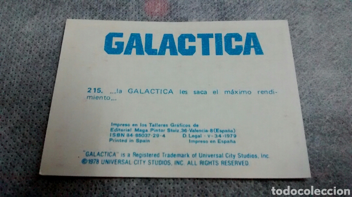 Coleccionismo cromos antiguos: GALACTICA, MAGA, CROMO 215 - Foto 2