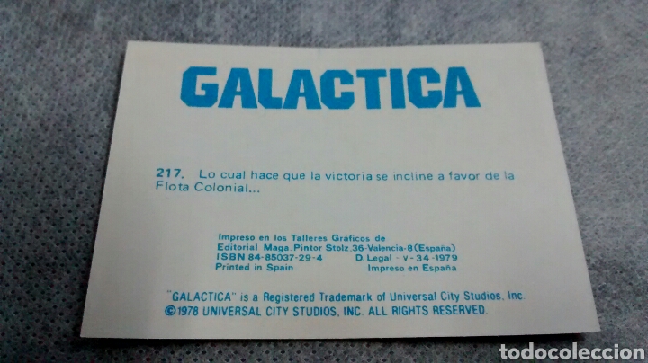 Coleccionismo cromos antiguos: GALACTICA, MAGA, CROMO 217 - Foto 2