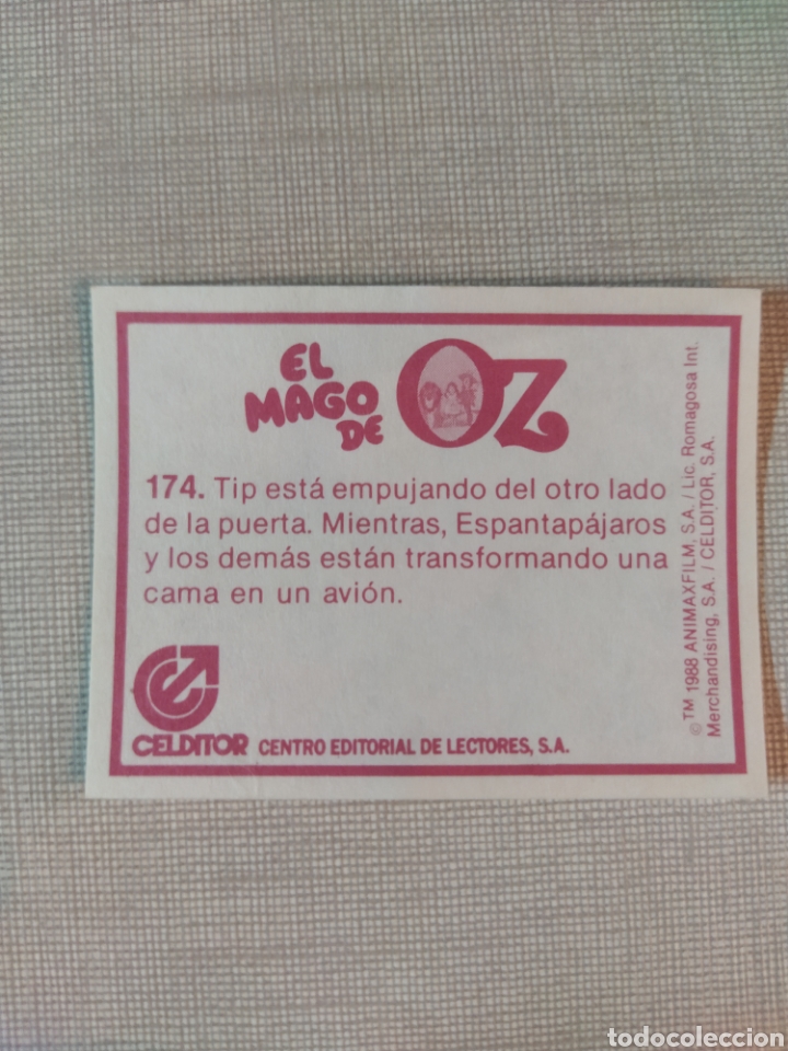 Coleccionismo cromos antiguos: Cromo el mago de Oz CELDITOR 1988 N&deg;174 - Foto 2