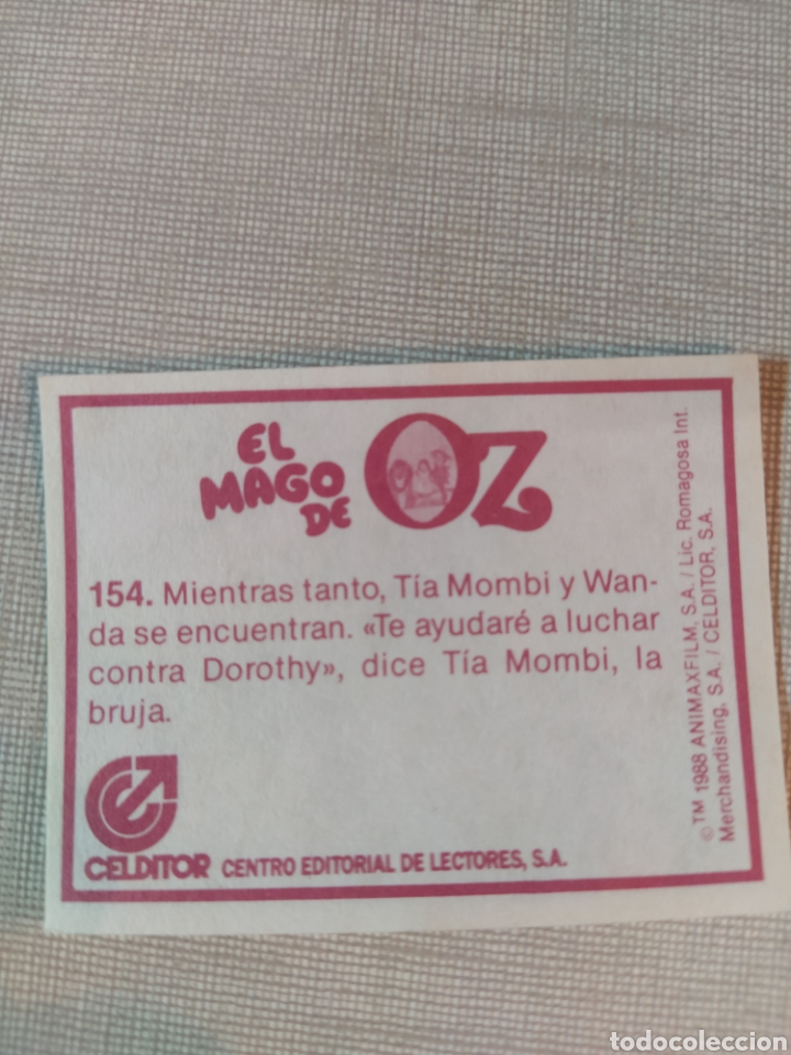 Coleccionismo cromos antiguos: Cromo el mago de Oz CELDITOR 1988 N&deg;154 - Foto 2