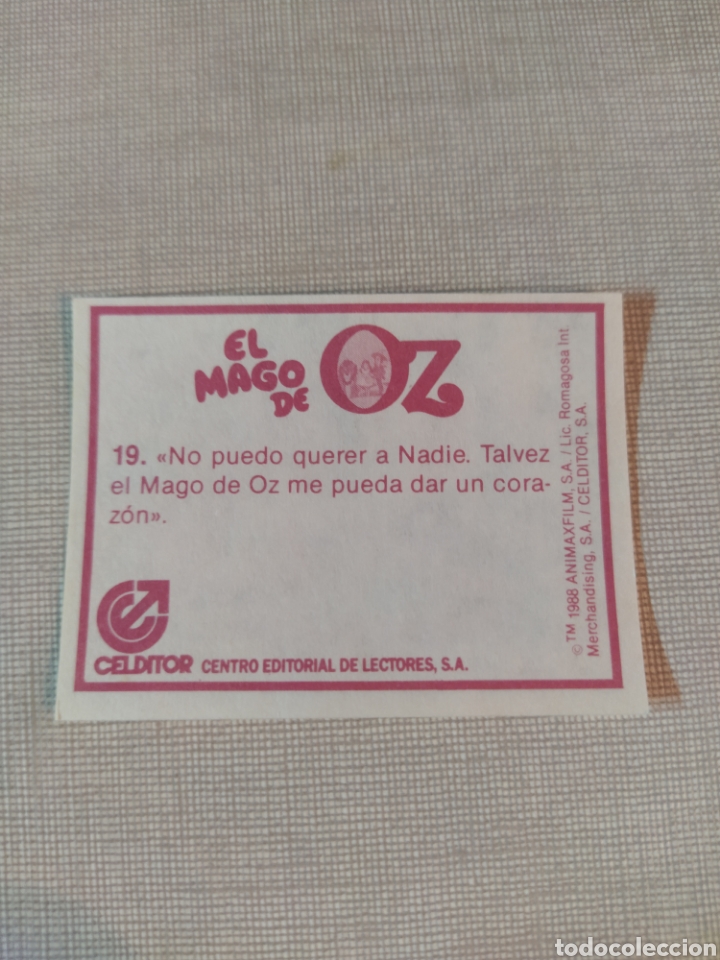 Coleccionismo cromos antiguos: Cromo el mago de Oz CELDITOR 1988 N&deg;19 - Foto 2