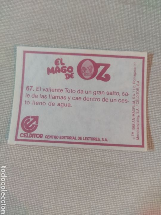 Coleccionismo cromos antiguos: Cromo el mago de Oz 1988 CELDITOR N&deg;67 - Foto 2