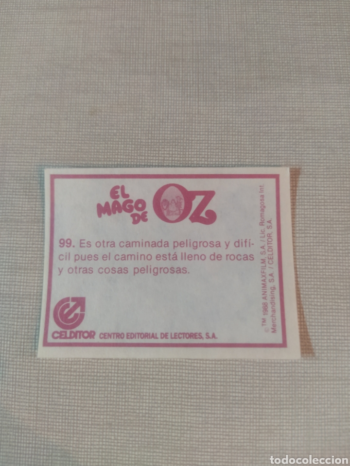 Coleccionismo cromos antiguos: Cromo el mago de Oz CELDITOR 1988 N&deg;99 - Foto 2