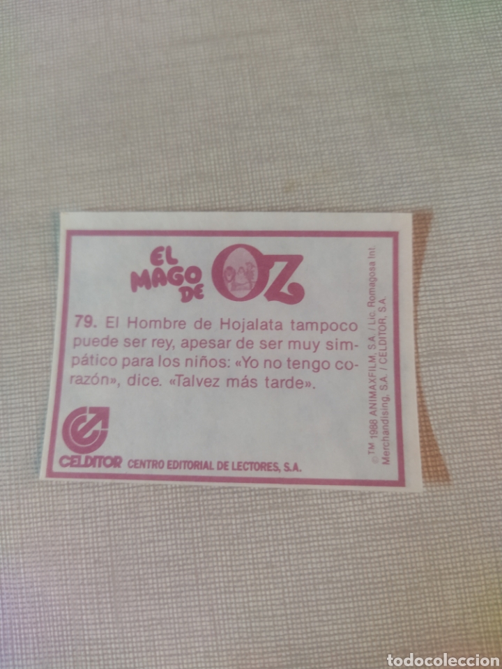 Coleccionismo cromos antiguos: Cromo el mago de Oz CELDITOR 1988 N&deg;79 - Foto 2
