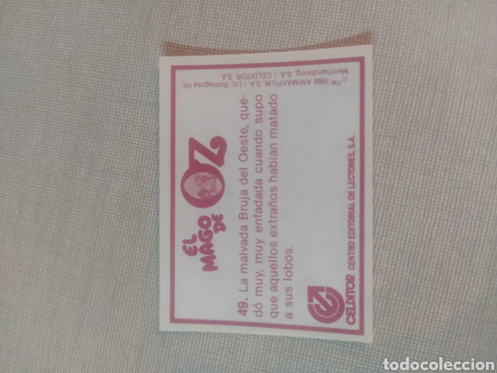 Coleccionismo cromos antiguos: Cromo el mago de Oz CELDITOR 1988 N&deg;49 - Foto 2