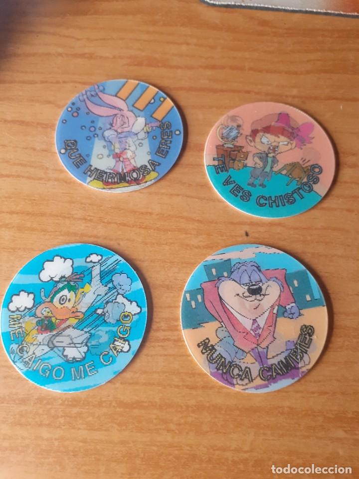 Coleccionismo cromos antiguos: lote de cuatro magic tazos de los tiny toons - Foto 1
