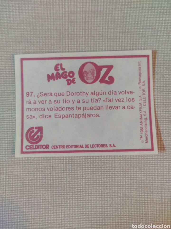 Coleccionismo cromos antiguos: Cromo el mago de Oz CELDITOR 1988 N&deg;97 - Foto 2