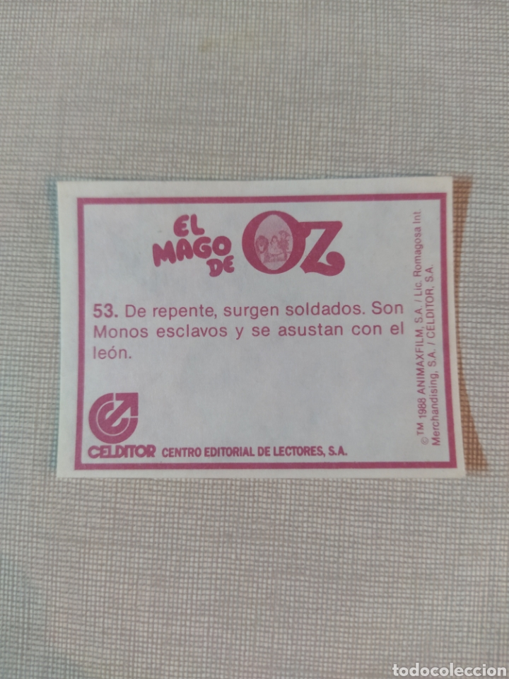Coleccionismo cromos antiguos: Cromo el mago de Oz CELDITOR 1988 N&deg;53 - Foto 2