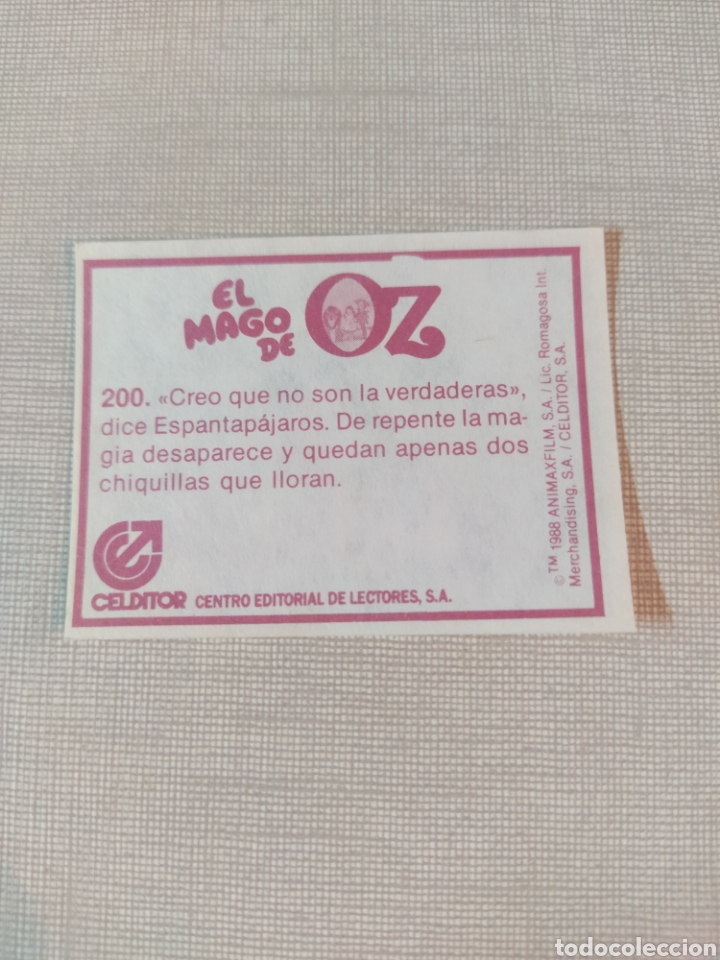 Coleccionismo cromos antiguos: Cromo el mago de Oz CELDITOR 1988 N&deg;200 - Foto 2
