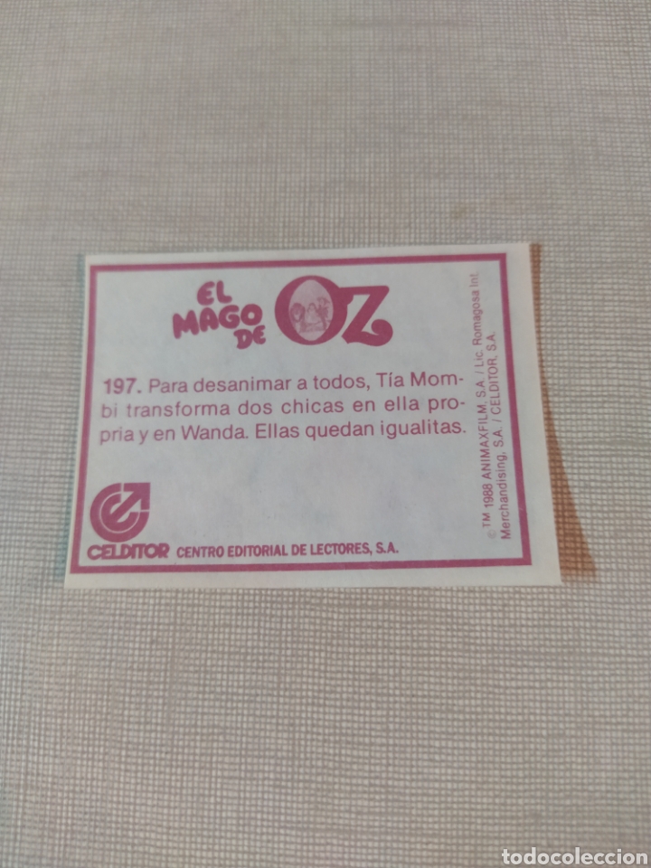Coleccionismo cromos antiguos: Cromo el mago de Oz CELDITOR 1988 N&deg;197 - Foto 2