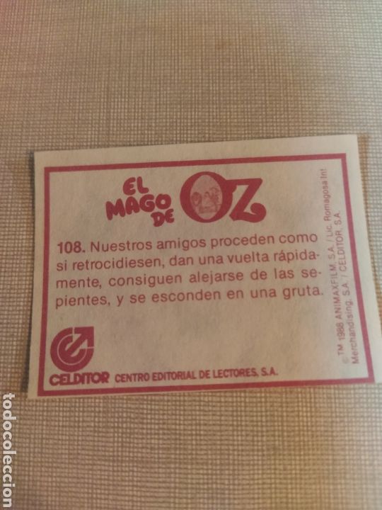 Coleccionismo cromos antiguos: Cromo el mago de Oz CELDITOR 1988 N&deg;108 - Foto 2
