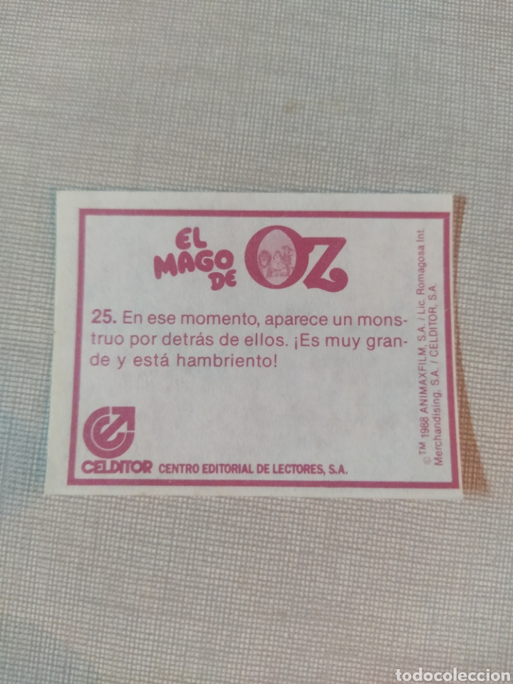 Coleccionismo cromos antiguos: Cromo el mago de Oz CELDITOR 1988 N&deg;25 - Foto 2