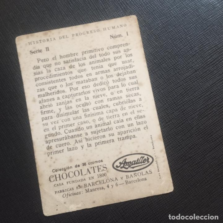 Coleccionismo cromos antiguos: HISTORIA DEL PROGRESO HUMANO CROMO CHOCOLATES AMATLLER - CC4 - SB9 - 1 - Foto 2