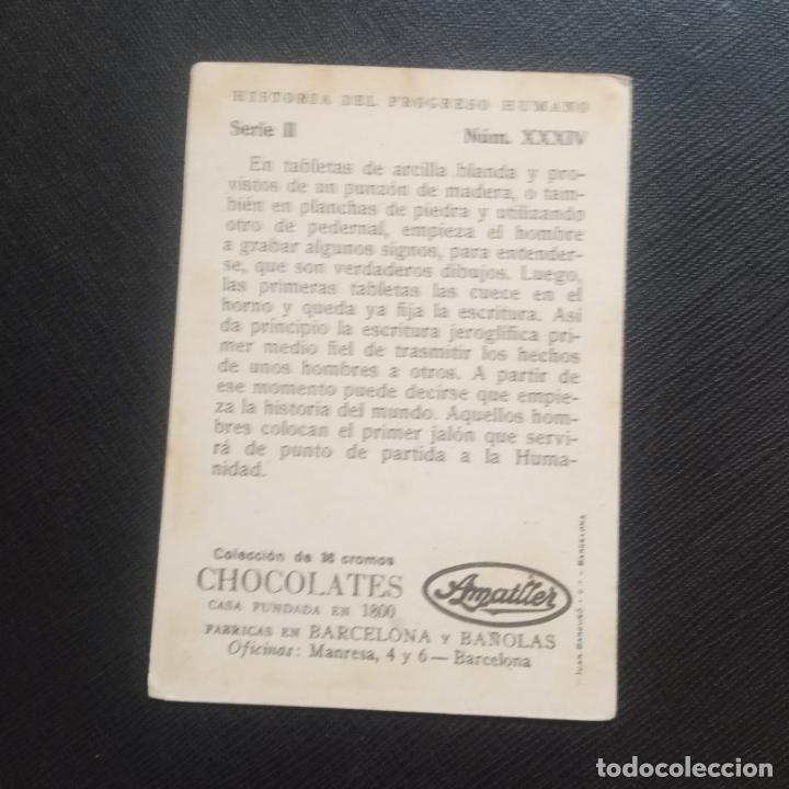 Coleccionismo cromos antiguos: HISTORIA DEL PROGRESO HUMANO CROMO CHOCOLATES AMATLLER - CC4 - SB9 - 34 - Foto 2