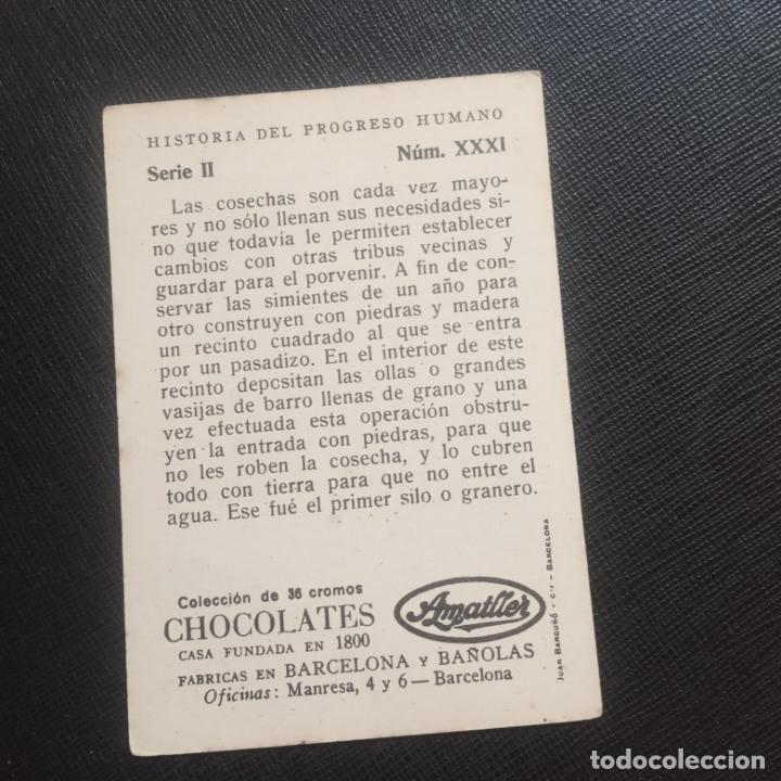 Coleccionismo cromos antiguos: HISTORIA DEL PROGRESO HUMANO CROMO CHOCOLATES AMATLLER - CC4 - SB9 - 31 - Foto 2